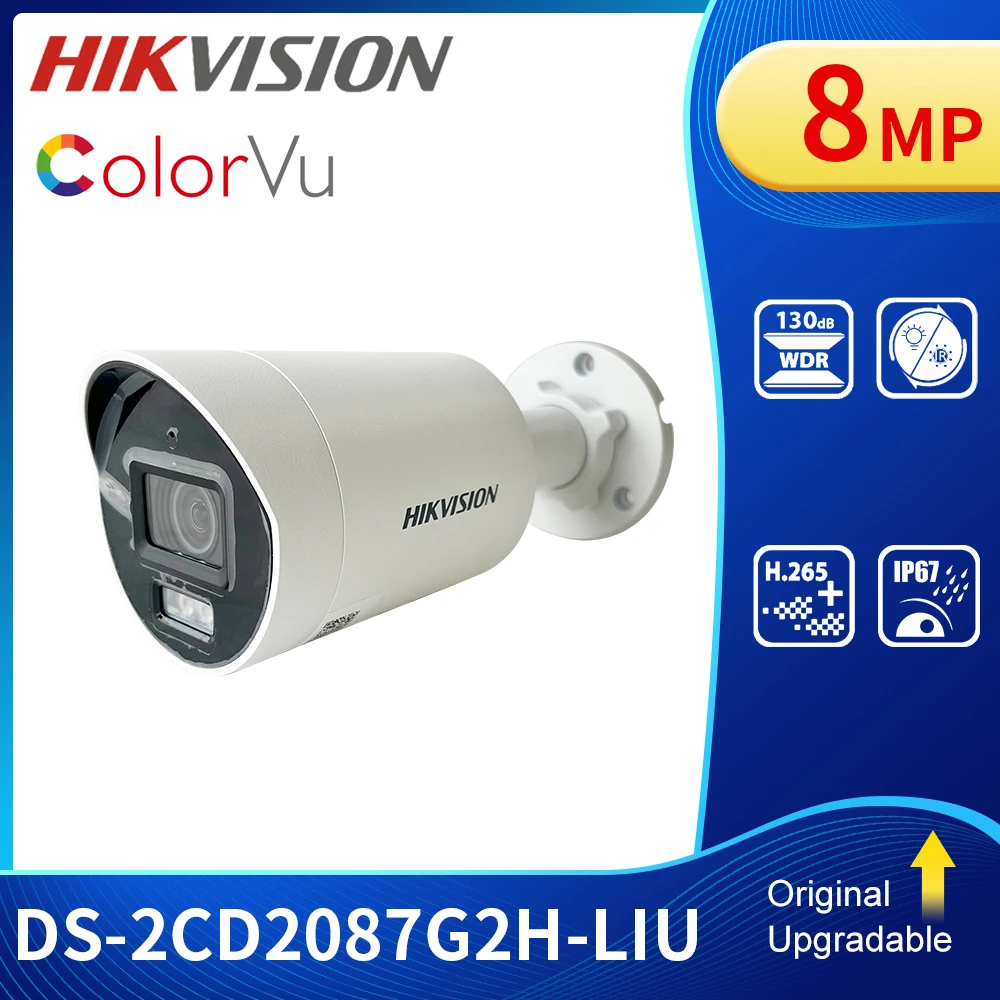 

Hik DS-2CD2087G2H-LIU 8MP 4K ColorVu Camera Dual Illumination Bullet CCTV Camera Android POE Built-in Mic