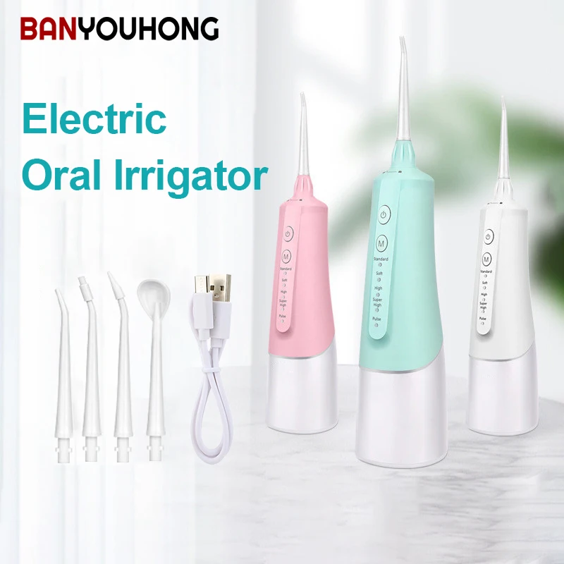 

Portable Oral Irrigator Water Flosser Home Electric Dental Scaler Cleaning Stone Removal 180ML Nozzles Adult Couple Gift Set