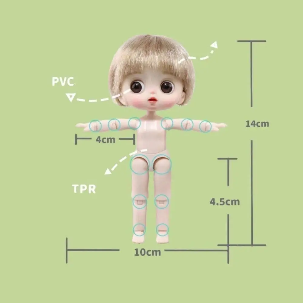 1Pcs Doll Accessories Ob11 Bjd Doll Movable Joints Adjustable Obitsu 11 Clothes Dolls Kawaii 14cm Miniature Doll For Girls Boy