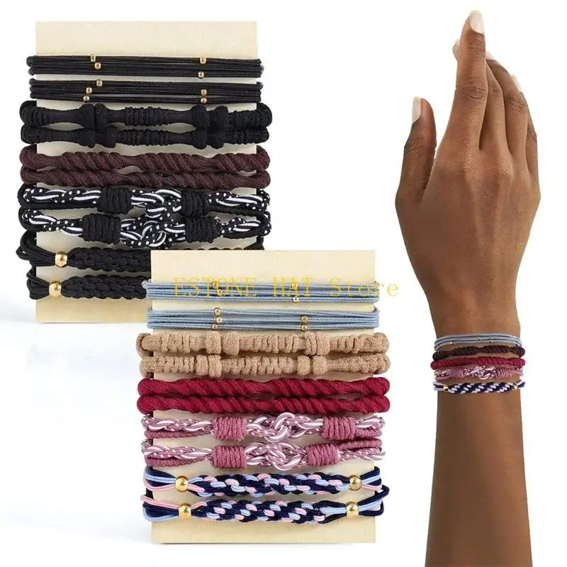 49MF 20pcs سوار حامل ذيل حصان بوهو بوهو سوار العلاقات السوار Scrunchie Boho Hair Ties المرونة علاقات الشعر العصابات المرنة