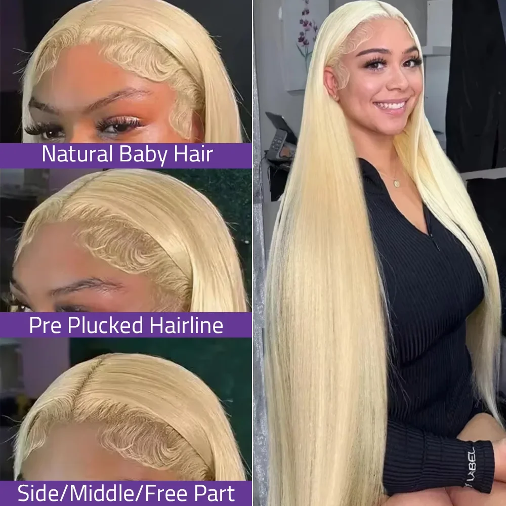 Straight Blonde 613 Hd Lace Frontal Wig 13x6 Brazilian Human Hair Wigs for Women 34 36 Inch Lace Front Closure Honey Colored Wig