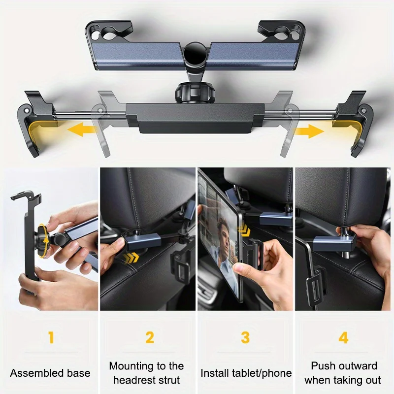 2pcs Telescopic Car Phone Holder Tablet Holder Anti Shake Tablet Mount 4-12.9 Inch Universal Phone Stand For IPhone IPad