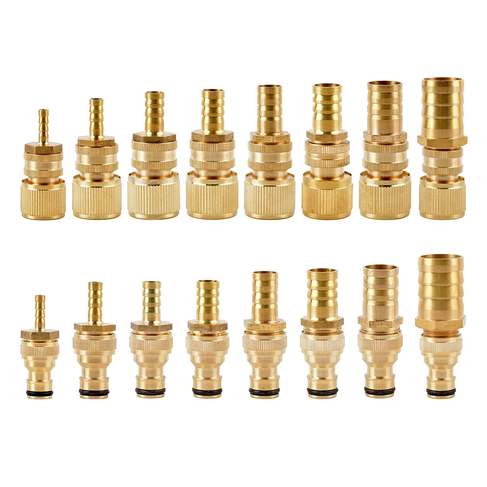 Brass Pipe Fitting 6/8/10/12/14/16/19/25mm Hose Barb To Quick connector Garden Irrigation Adapter