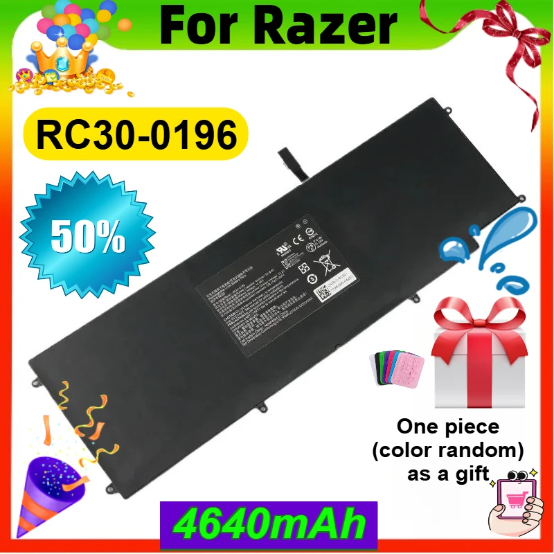 

RC30-0196 High-Quality Replacement Battery For Razer Blade Stealth 2016 V2 i7-7500U 3ICP4/92/80 RZ09-0196/0168/0239 HAZEL