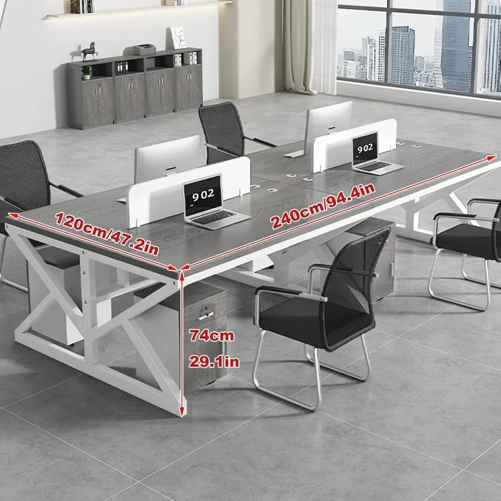 White Sturdy Conference Table,Seminar Table,Multifunctional Study Writing Computer Desk,for Office, Conference Room(Brown)