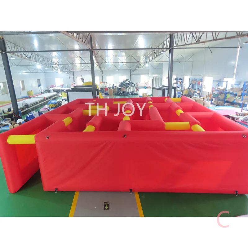 

7x7x1.8m high inflatable haunted house maze,outdoor red inflatable maze laser tag arena