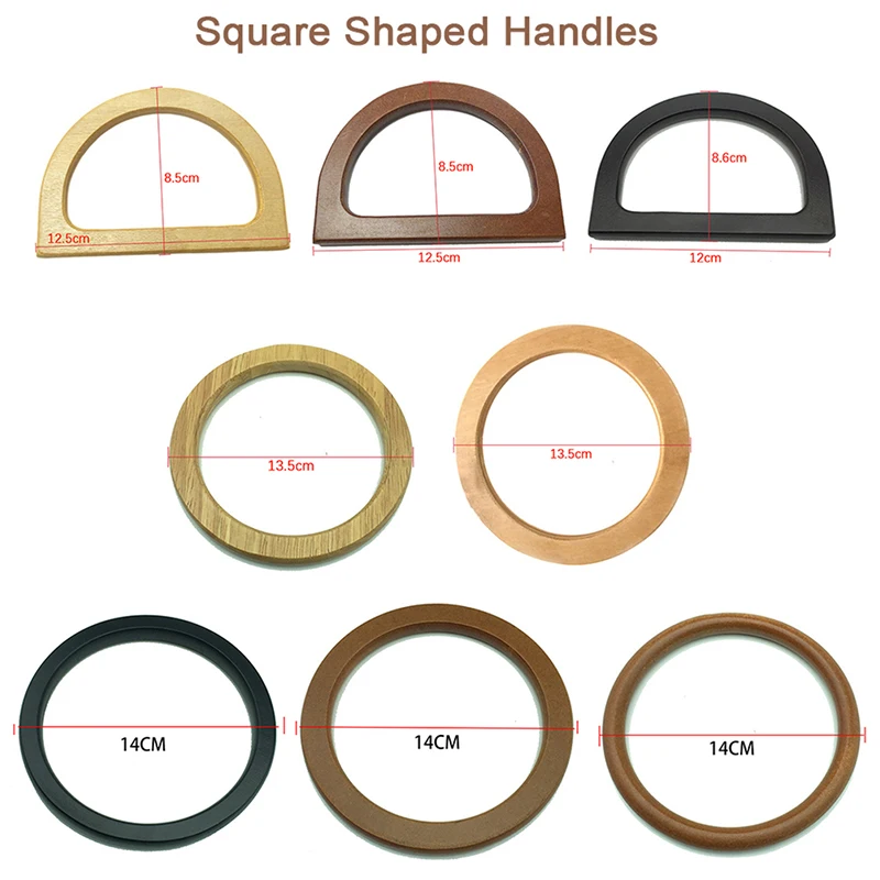 Solid Wood Handle Replacement DIY Handmade Bag Woven Bag Purse Handbag Bag Handles Ring Portable Bag DIY Bag Parts Accessories