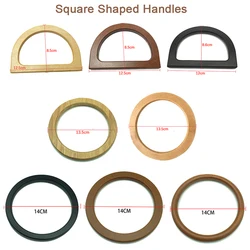 Solid Wood Handle Replacement DIY Handmade Bag Woven Bag Purse Handbag Bag Handles Ring Portable Bag DIY Bag Parts Accessories