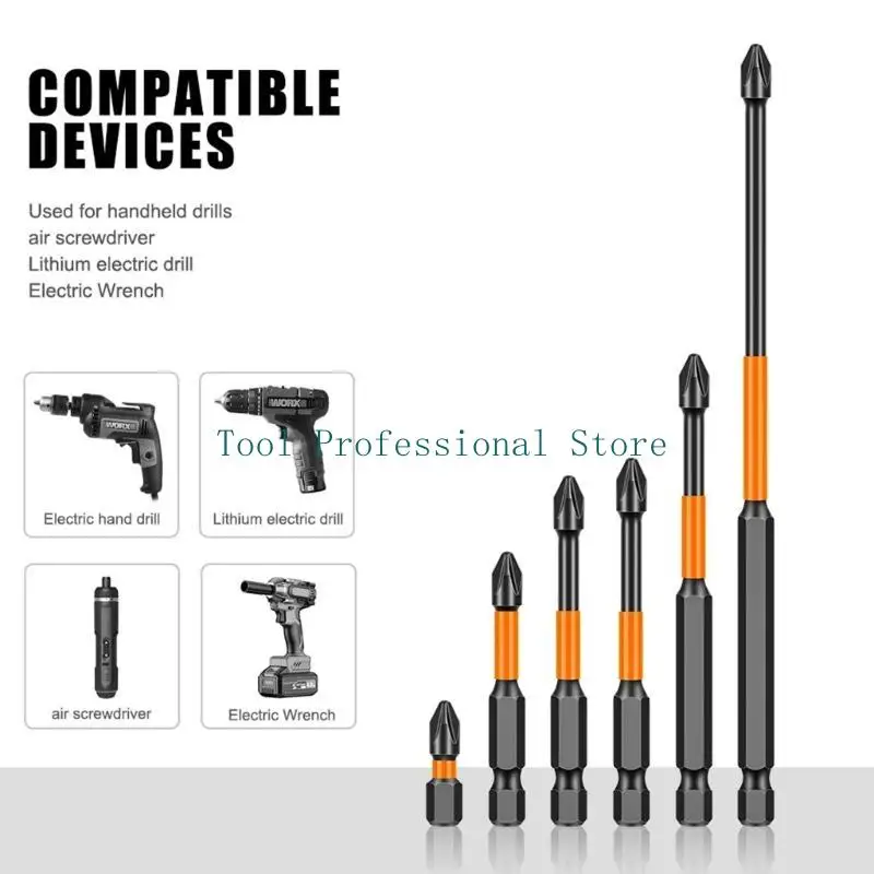 57QF 6Pcs Screwdriver Bit Hexagonal Shank Impact Electric Drill Bit Set Screw Drill Head Power Tools Drill Attachment Part