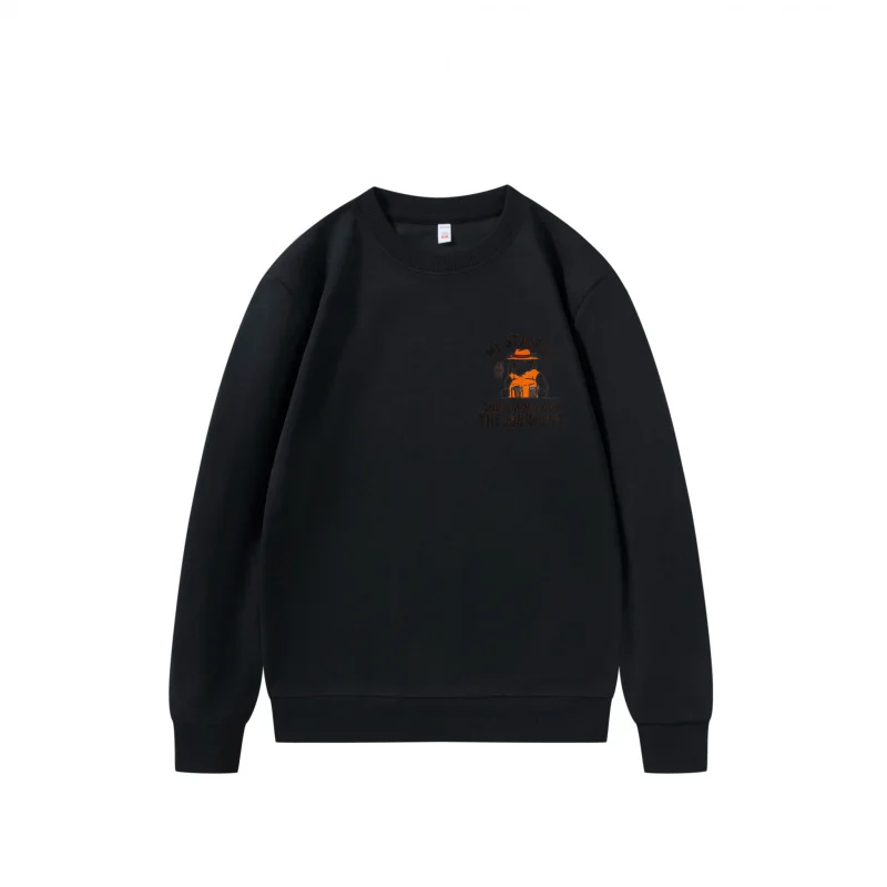 سويت شيرت رجالي أسود مع قطة برتقالية وقبعة مطبوعة My Stomach is Mad in Judgment for Casual Wear #2