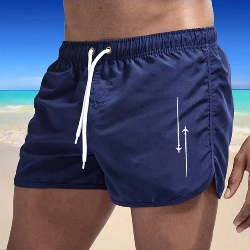 Summer Gym Surf Shorts Daily Quality Men's Quick Drying Beach Shorts Elastic Waist Pockets Drawstring Ventilate Casual Outdoors