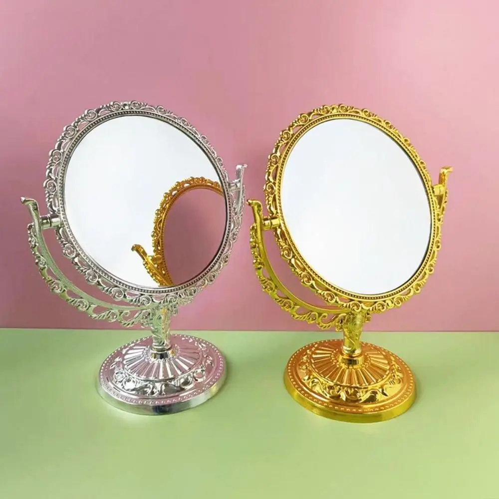 Double-sided Rotation Makeup Mirror With Frame 360 Degree Rotation Desktop Makeup Mirror High Definition Vintage Cosmetic Mirror