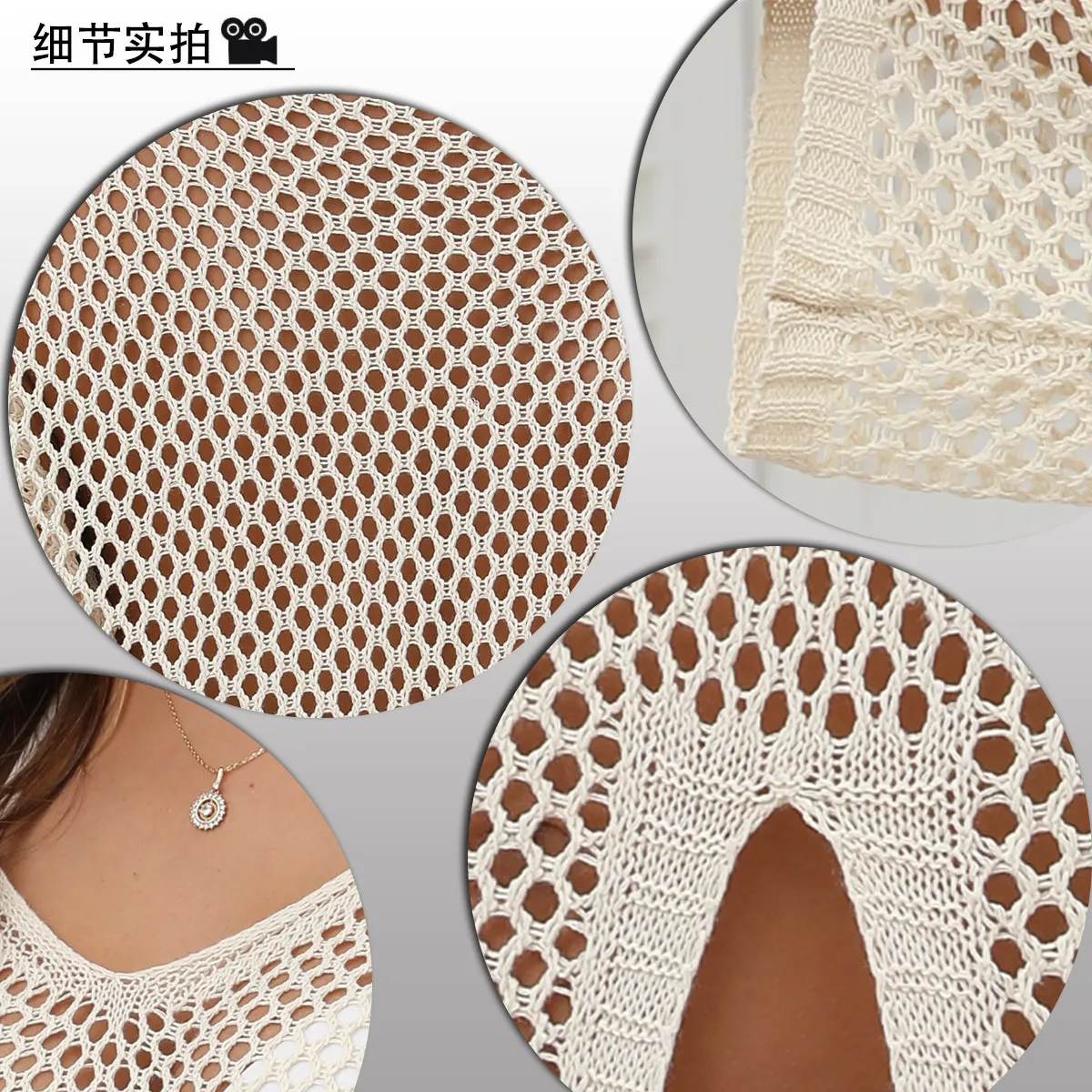 New Long Sleeve Backless Hollow Out Crochet Knitted Tunic Beach Cover Up Cover-ups Beach Dress Beach Wear Beachwear Female