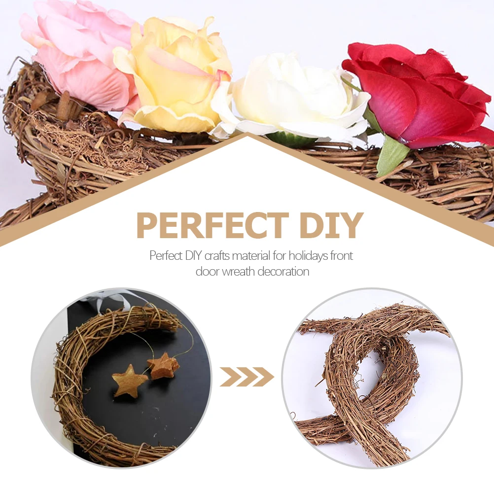 

2Pcs Natural Rattan Moon Shape Wreath DIY Frame Rustic Handmade Garland Christmas Door Hanging Decoration Material