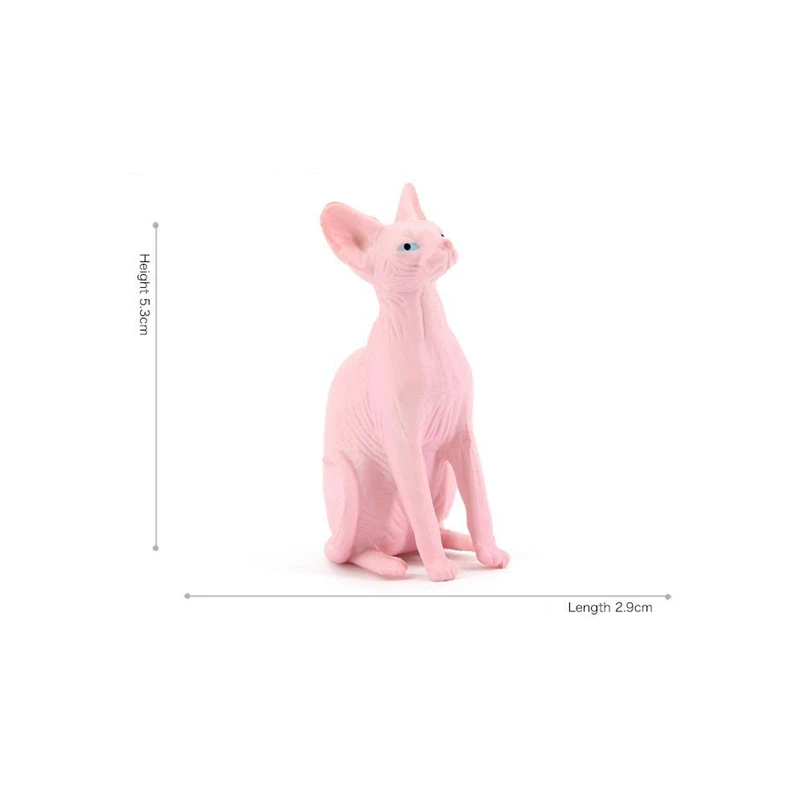 Realistic Miniature Sphynx Cat Model Lifelike Pet Kitten Figurine Home Desktop Ornament Decor