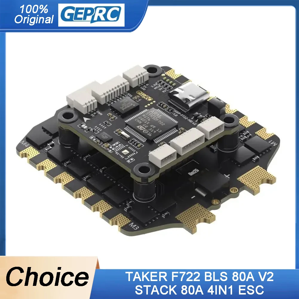 

TAKER Geprc F722 BLS 80A V2 ESC Stack 4IN1 с 16 МБ Black Box Data Analyze XT60 для гоночного FPV Drone 1