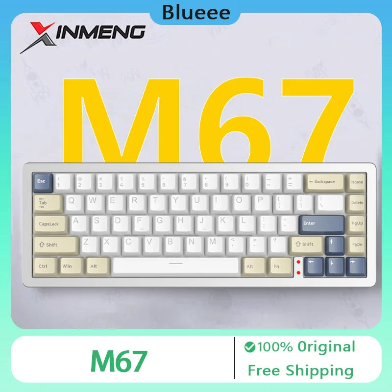 

Xinmeng M67 Gaming Keyboard Tri Mode wired/Wireless Bluetooth Mechanical Keyboard Customized Hot Swap GASKET 65% RGB Office