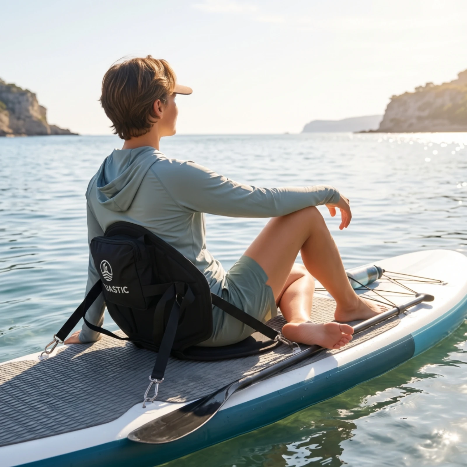Padded Kayak Seat with Storage Bag Contoured Kayak Seat with Backrest Rust-Proof Slim Design for Kayakers, Kayaking, Canoeing