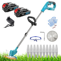 Cordless String Trimmer, 18V Electric Cordless Garden Trimmer with 2x 3000mAh Battery & 10x Metal Blade, for Lawn Care