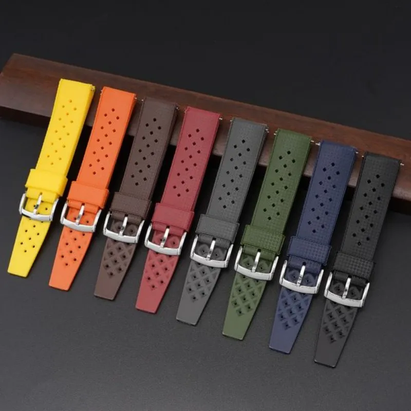 Premium-Grade Watchbands Fast Release Tropical Rubber Watch Straps 18mm 20mm 22mm Breathable Waterproof Wristwatch Band Bracelet