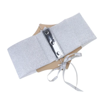 حزام مطاط لفستان الفضة مشد حزام الفضة حزام للنساء y2k مشد underالصدر واسعة حزام ملابس الخصر Cinchs حزام دروبشيب