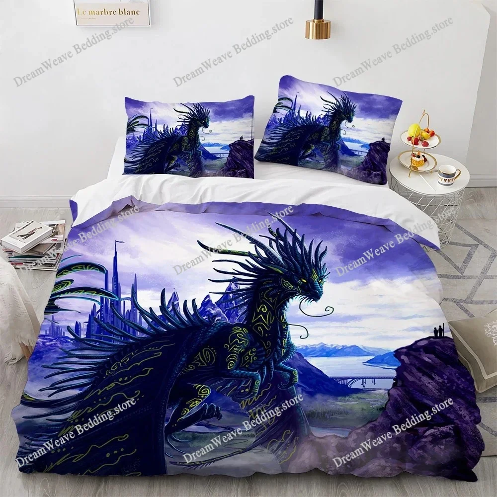 Pterosaur Duvet Cover Set Dragon Fantasy for Boys Teens Twin Bedding Set Double Queen King Size 3D Print Quilt Cover Luxury Gift