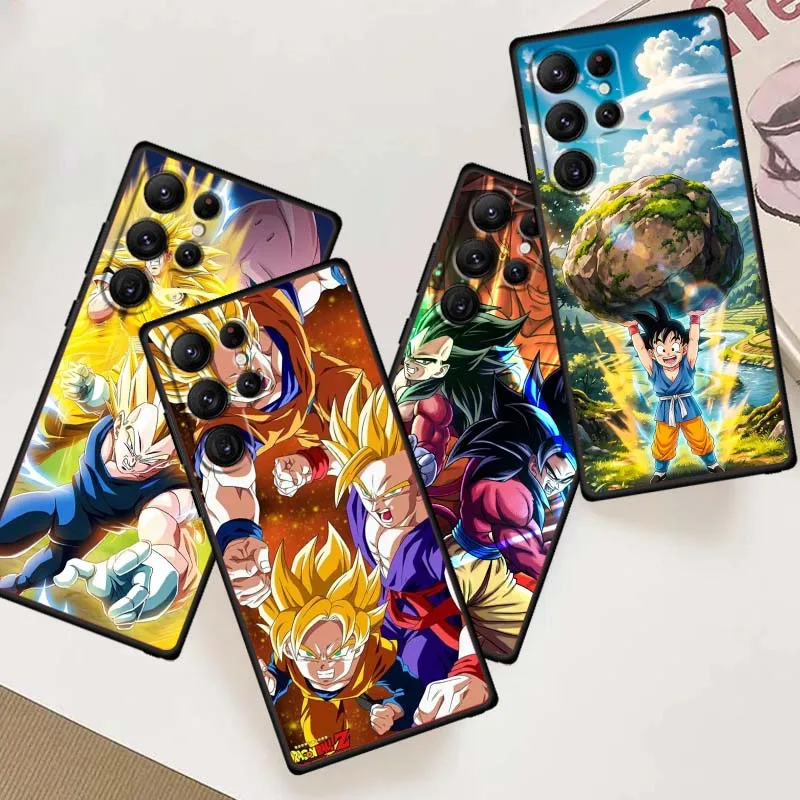

Luxury Dragon Ball Son Goku Phone Case For Samsung Galaxy S25 S24 S23 S22 S21 S20 S10 Ultra Plus FE 5G Black Soft TPU