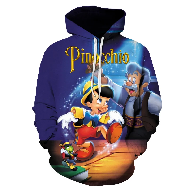 Disney Pinocchio Hoodies for Men Women Casual Hip Hop Streetwear Long Sleeve Sweatshirts Boys Girls Fall Tops Coats