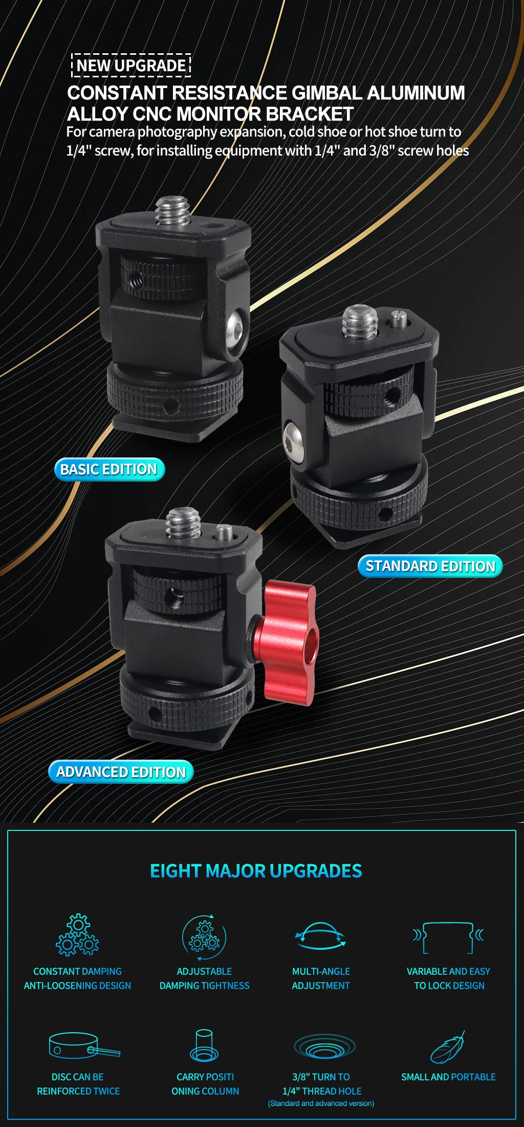 Monitor EVF Ständer Halter Kaltschuh Halterung für Kamera Feld Monitor Mikrofon Blitzschuh 180 Grad verstellbare Stabilisator Halterung – Detail 3
