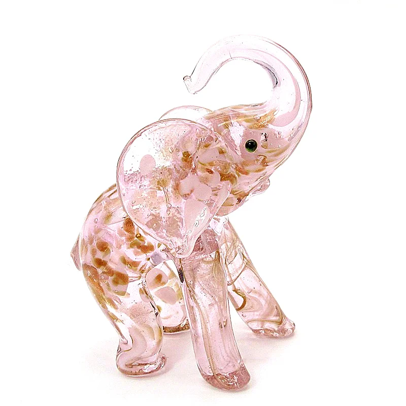 Murano Glass Pink Elephant Art Figurine Ornaments European Style High Grade Gifts Home Decor Cute Handmade Animals Small Statues