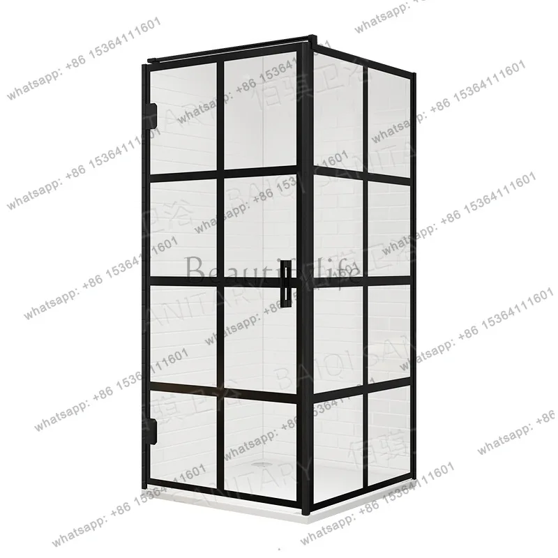 

Square black shower room household apartment hotel shower room bag frame glass partition