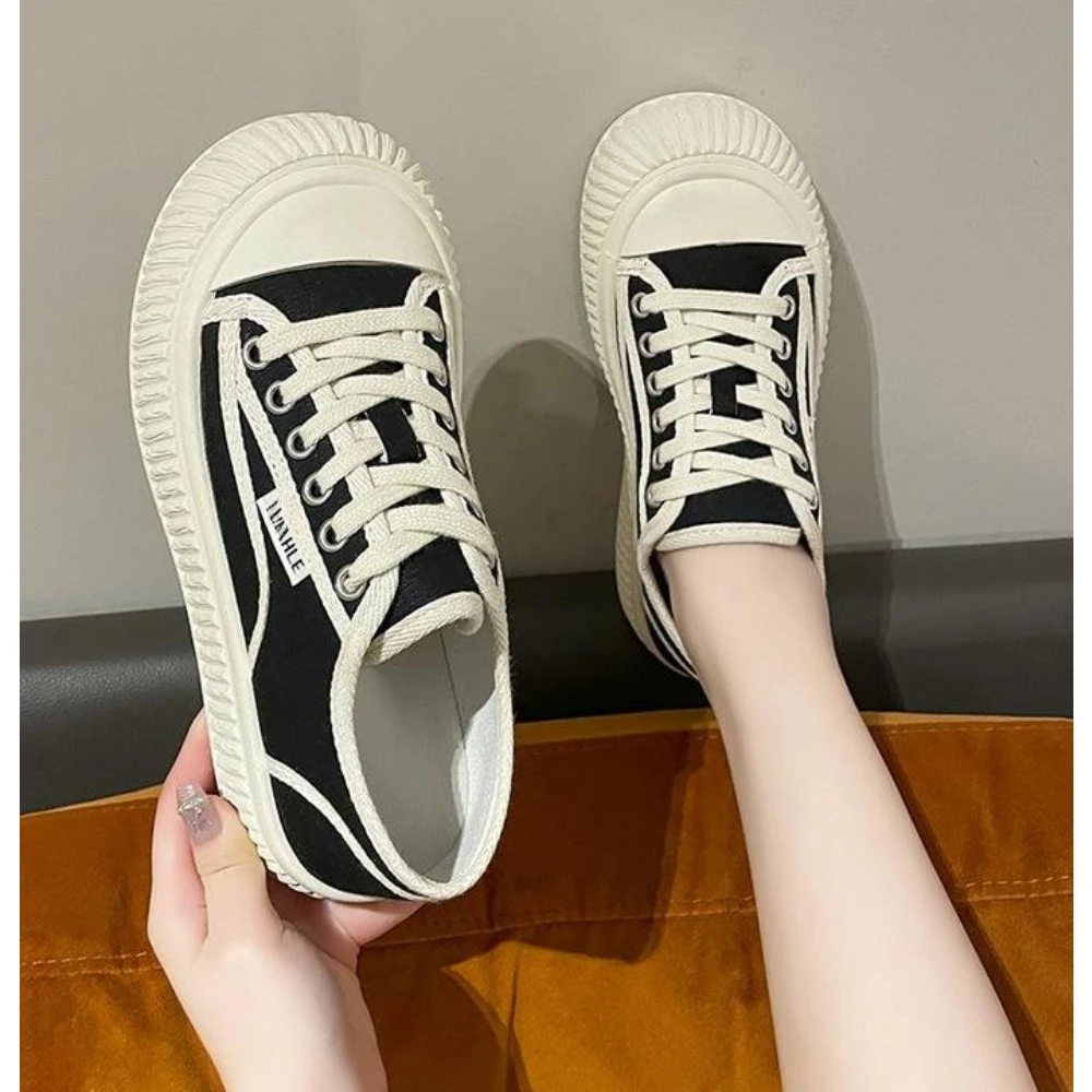 Women Platform Canvas Shoes Height Increasing Chunky Sneakers For youth girls Outdoor trainers Female Ladies Thick Sole Footwear