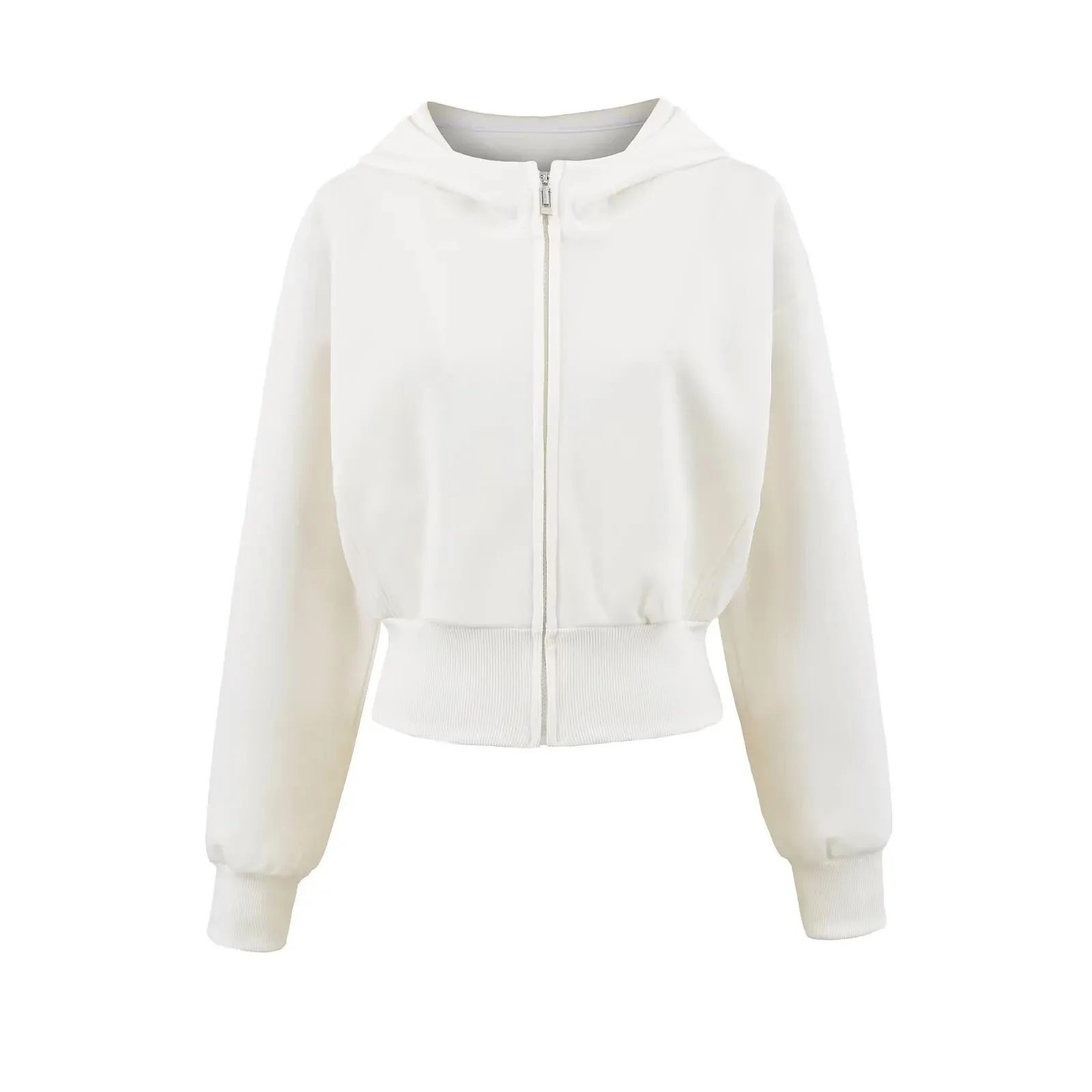 

Спортивная толстовка в американском стиле для женщин с застежкой-молнией на талии, облегающая, с короткими и длинными рукавами, повседневная, утягивающая, однотонная, YO2T