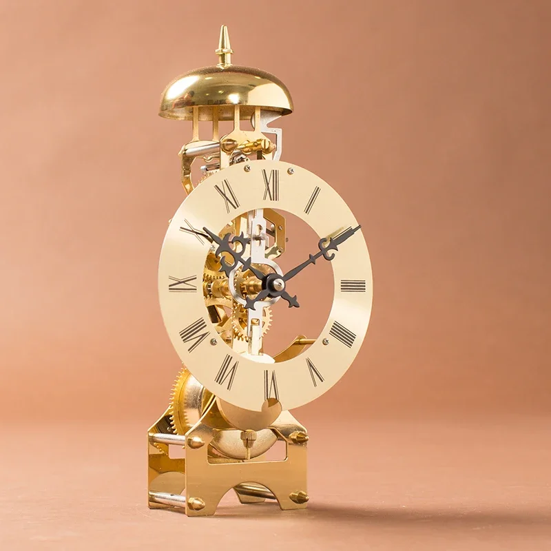 Antique-Inspired Bedside Decor  Gift for Home Luxury Vintage Desk Clock  Silent Gold Metal Table Clock