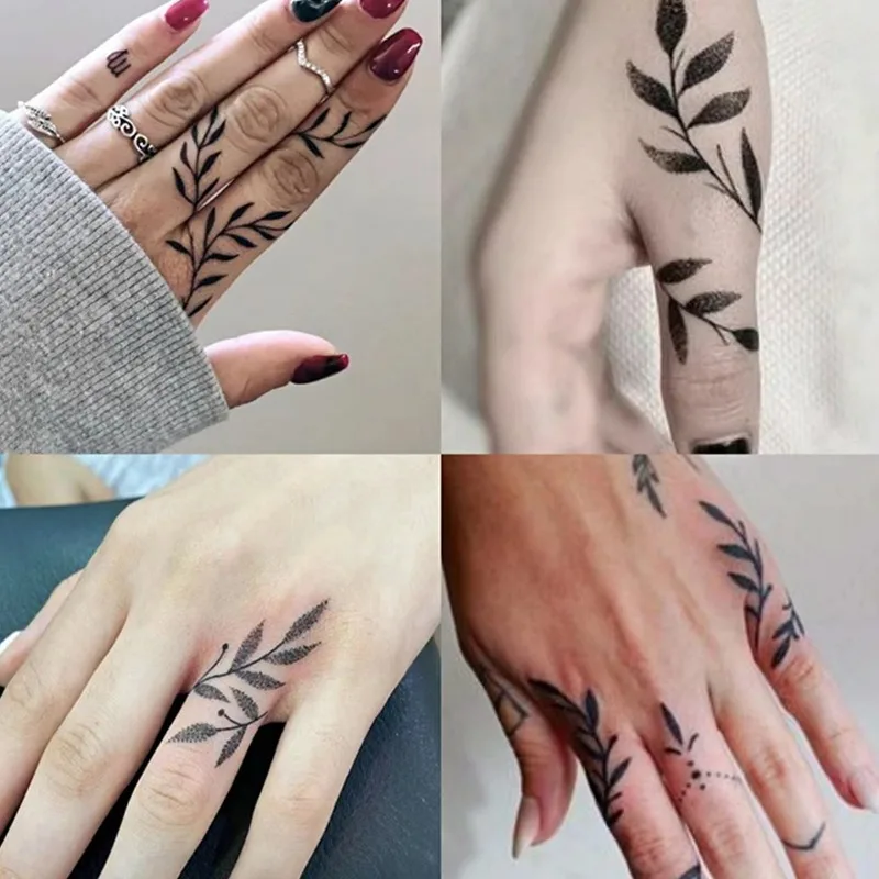 Fashion Temporary Tattoos 50Pcs Black Series Small Finger Designs Waterproof Self Adhesive Body Art Stickers for Party Festival