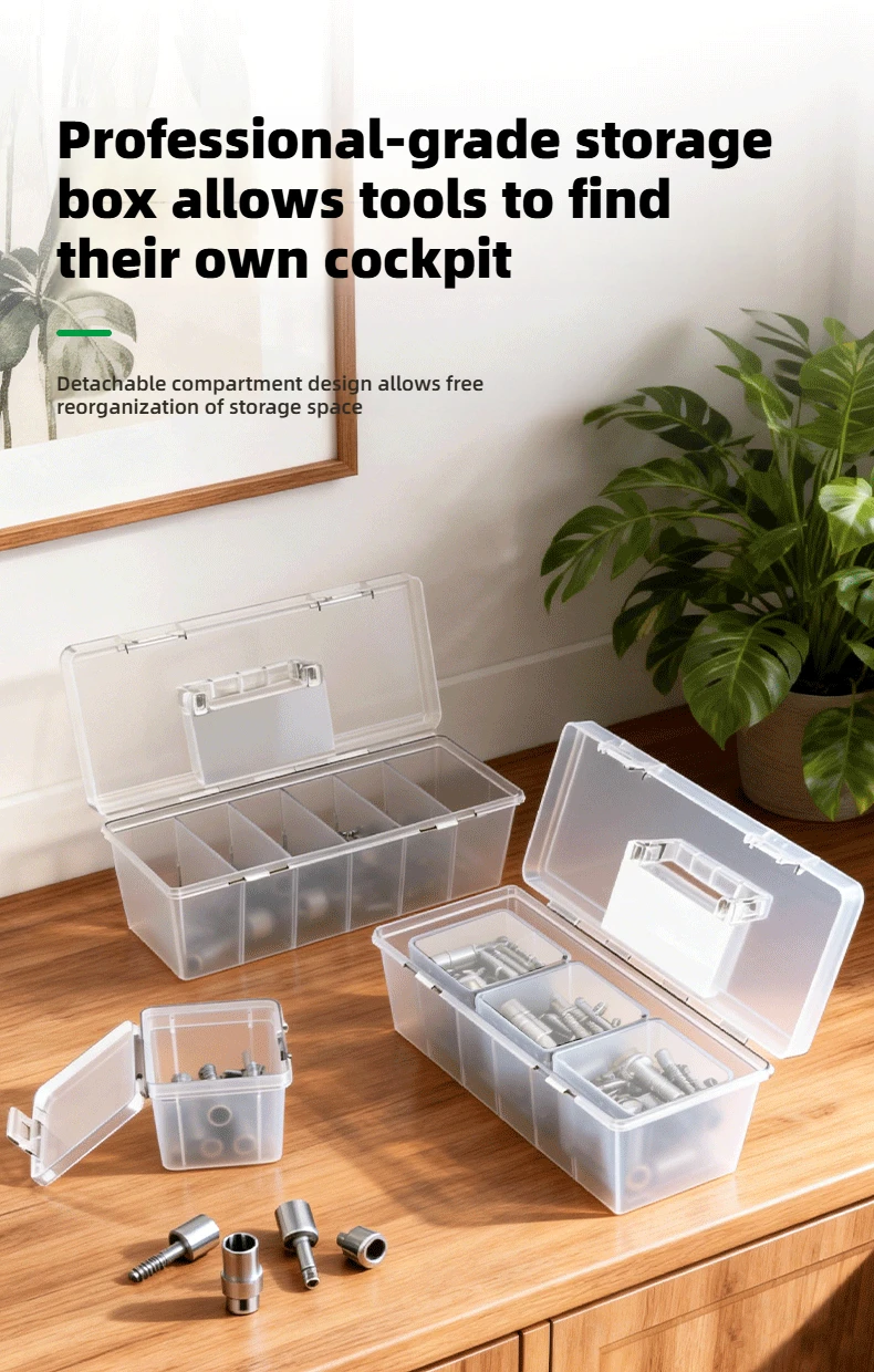 BAOLIAN Transparent Plastic Toolbox with Detachable Divider/independent Small Box Screws/small Parts Storage Box Toolbox