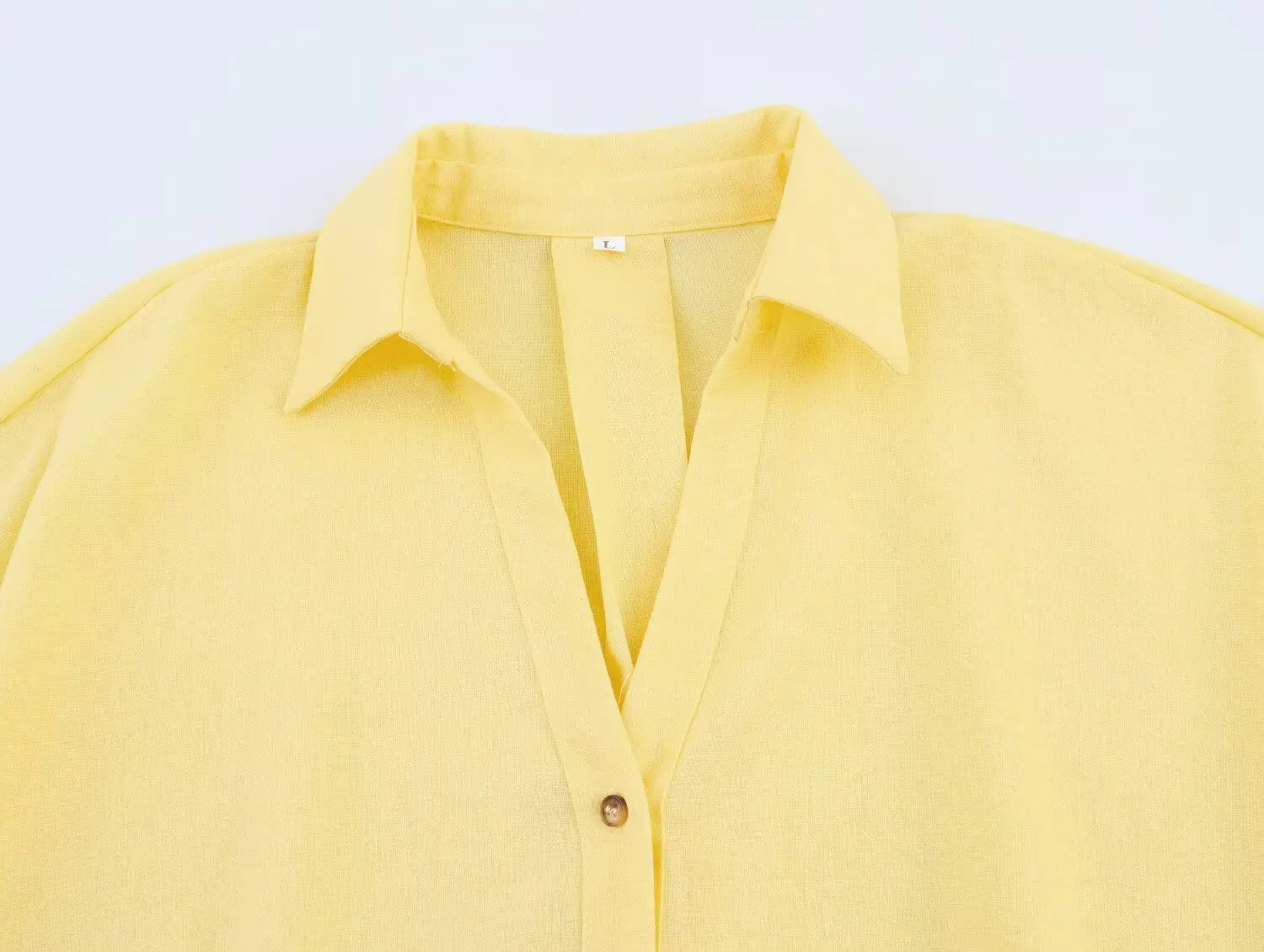 Versatile Collar Linen Blended Printed Shirt Summer Women's Curled Wide Sleeves Linen Blended Striped Asymmetric Casual Shirt