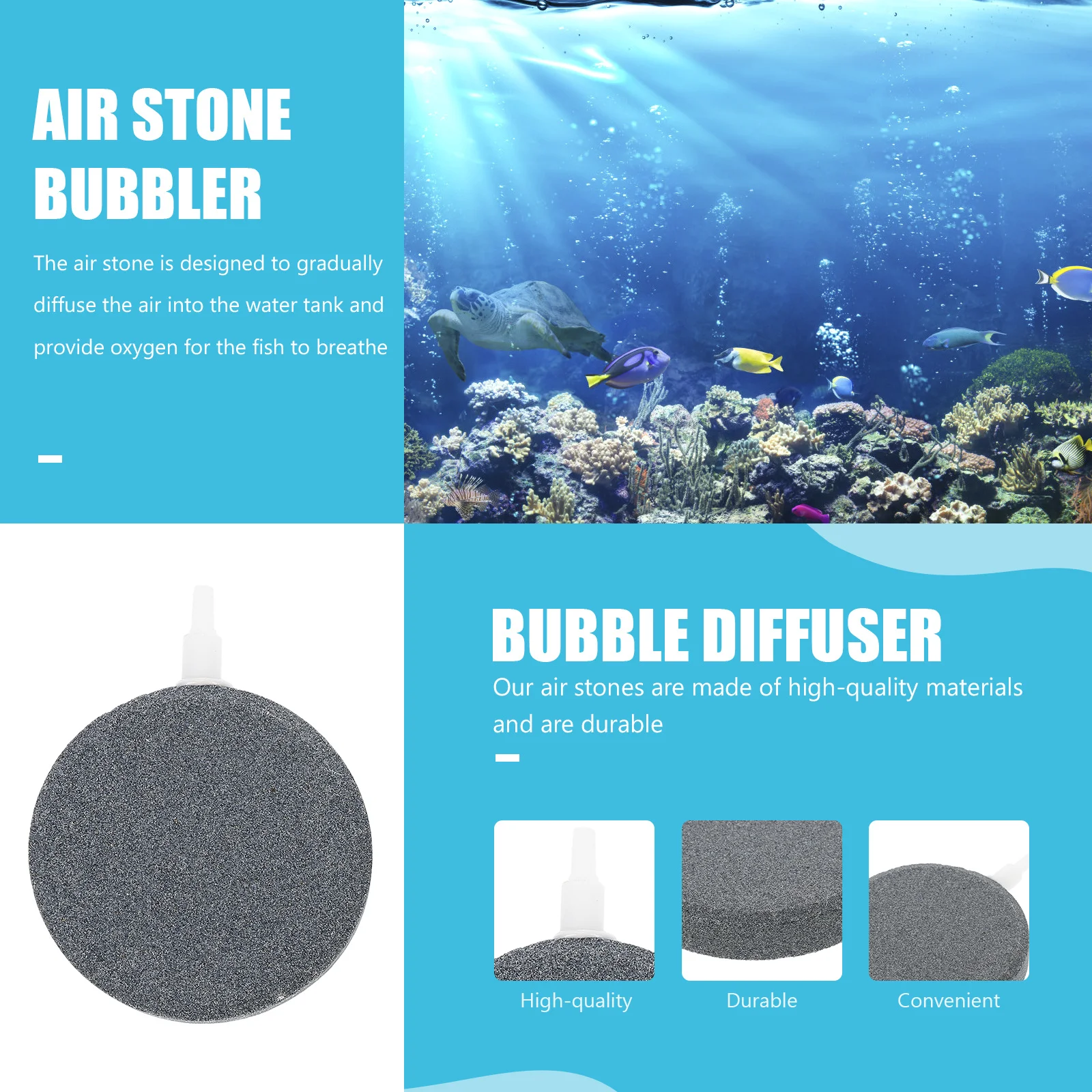 

4pcs Air Stone For Aquarium Oxygen Diffuser Fish Tank Bubbler Aeration Device Bubble Stones Oxygenate Water Hydroponics System