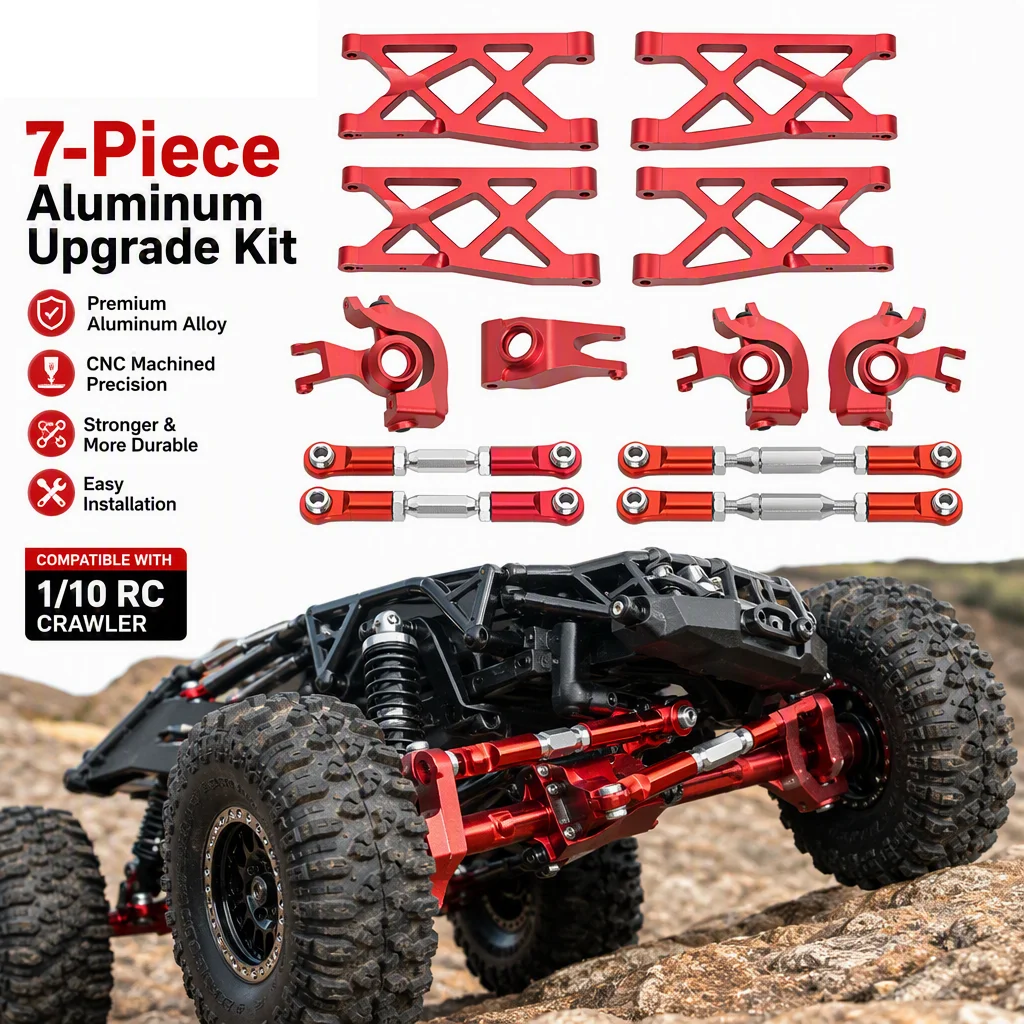 HFLRC Aluminum Upgrade Kit for ARRMA Senton 3S 4S BLX Front Rear A-Arms Hub Carriers Steering Link Rods 7PCS Red/Blue ```