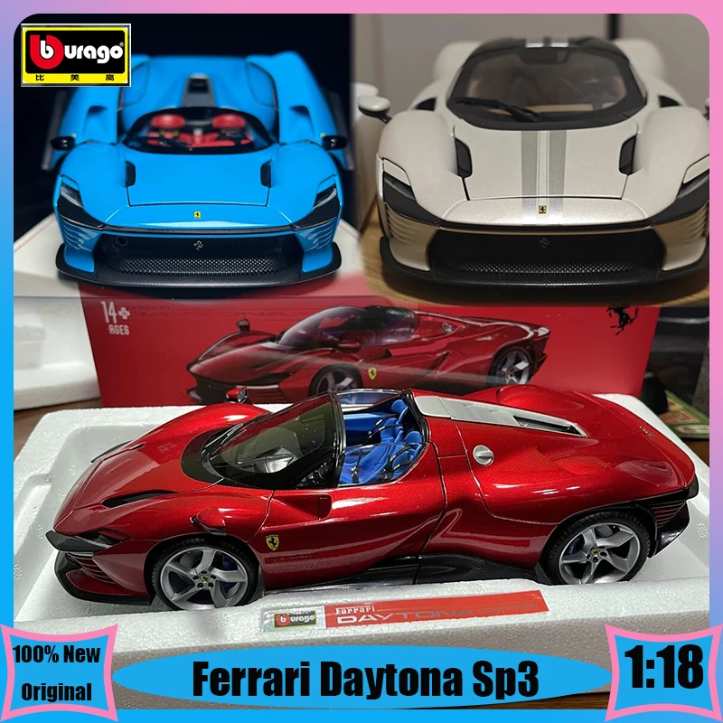 

New Bburago 1:18 Ferrari Daytona Sp3 Refined Version Car Diecast Model Edition Alloy Luxury Vehicle Ornaments Toys Kids Gift