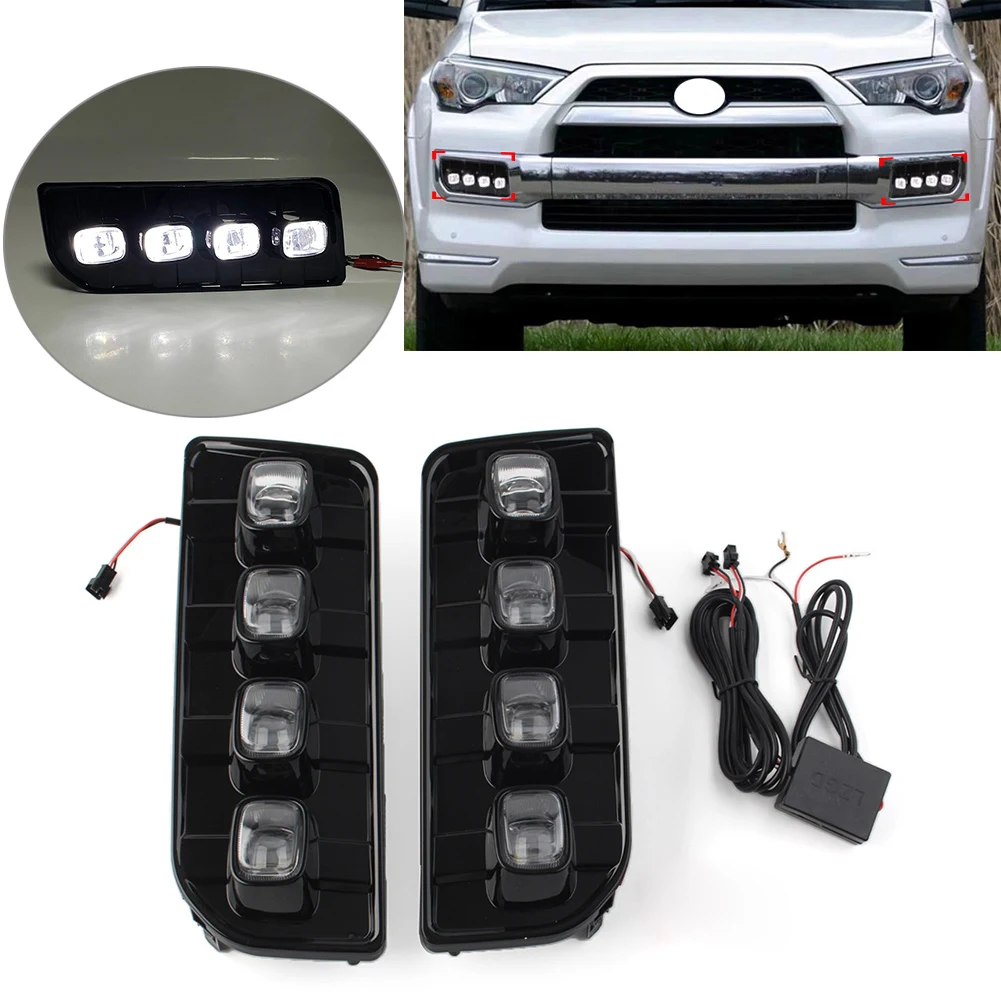 2x Car Fog Lamps Daytime Running Light DRL Turn Signal Light Indicatore Left & Right For Toyota 4Runner Limited 2013-2022