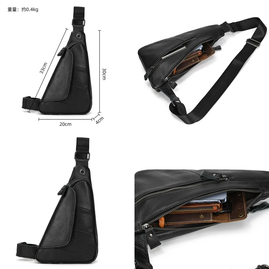 

【New Arrival】Genuine Leather Men's Sling Bag, Casual Crossbody Chest Pack