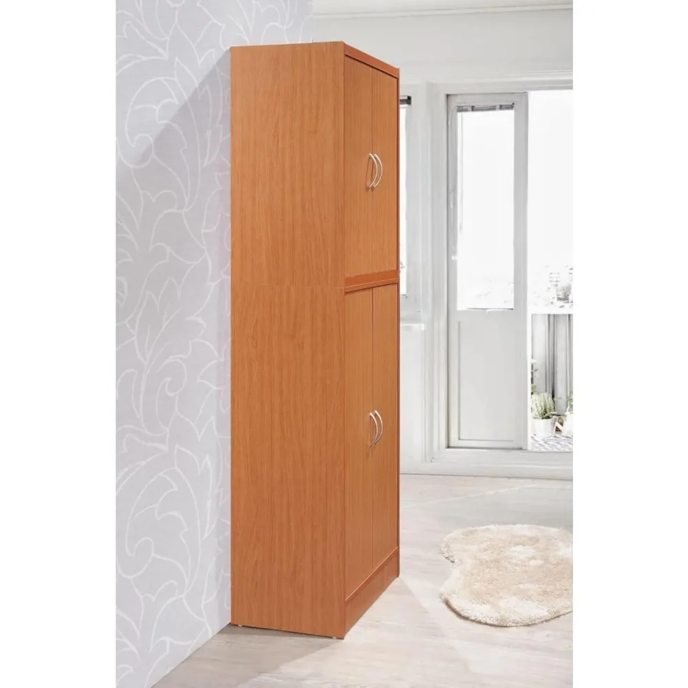 مخزن المطبخ باللون الأحمر الكرز مقاس 71.5 بوصة مع أرفف ومقصورات