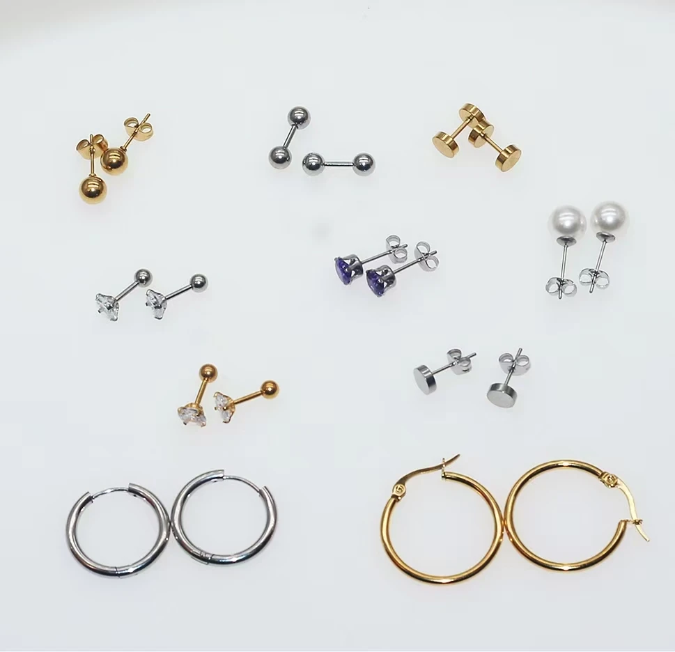 Stainless Steel With Pearls 4MM 5MM 6MM 7MM 8MM Stud Earrings For Women Never Fade And Allergy