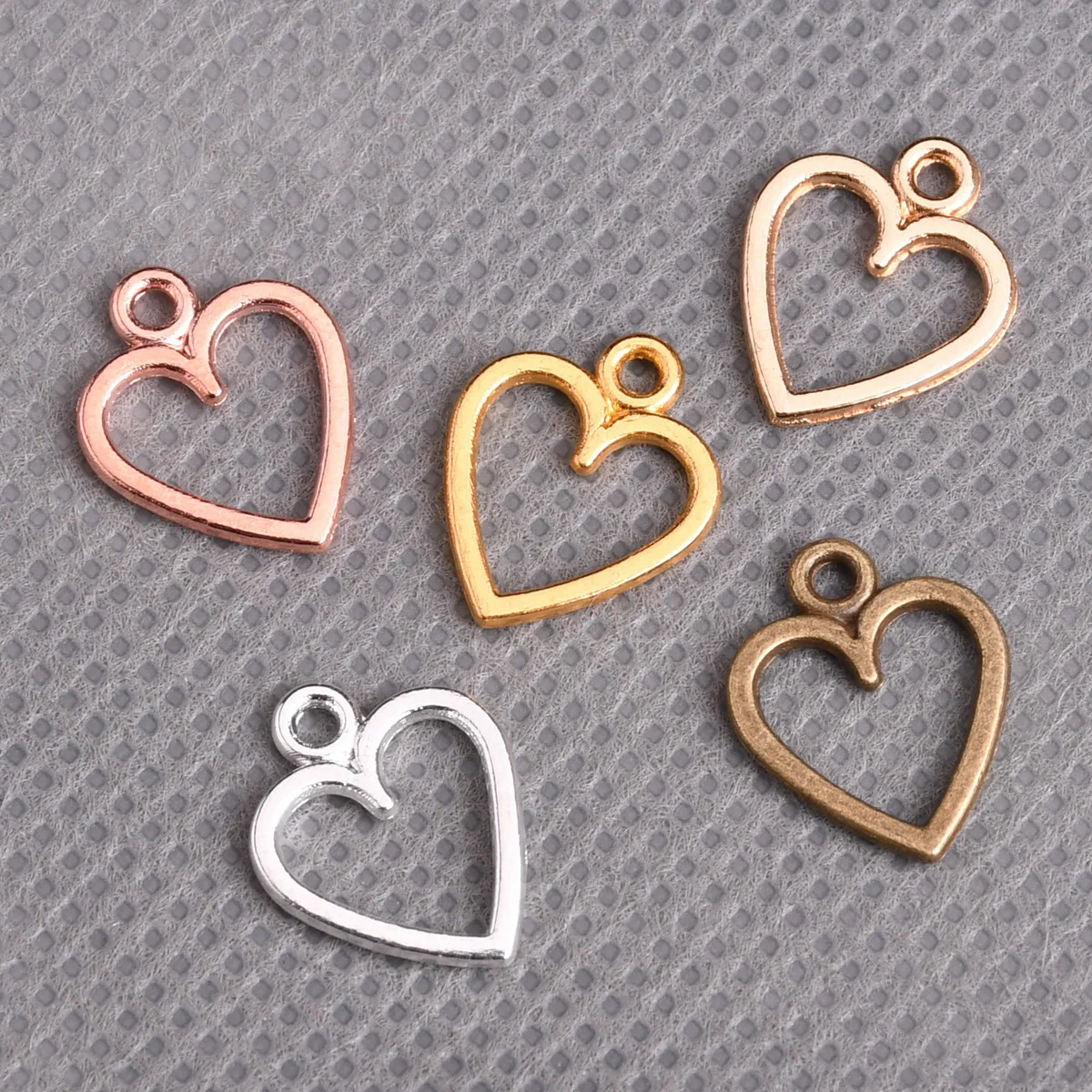 Heart Shape Gold/Silver Color 20pcs 14x11mm Alloy Metal Loose Beads Pendants For Jewelry Making DIY Findings