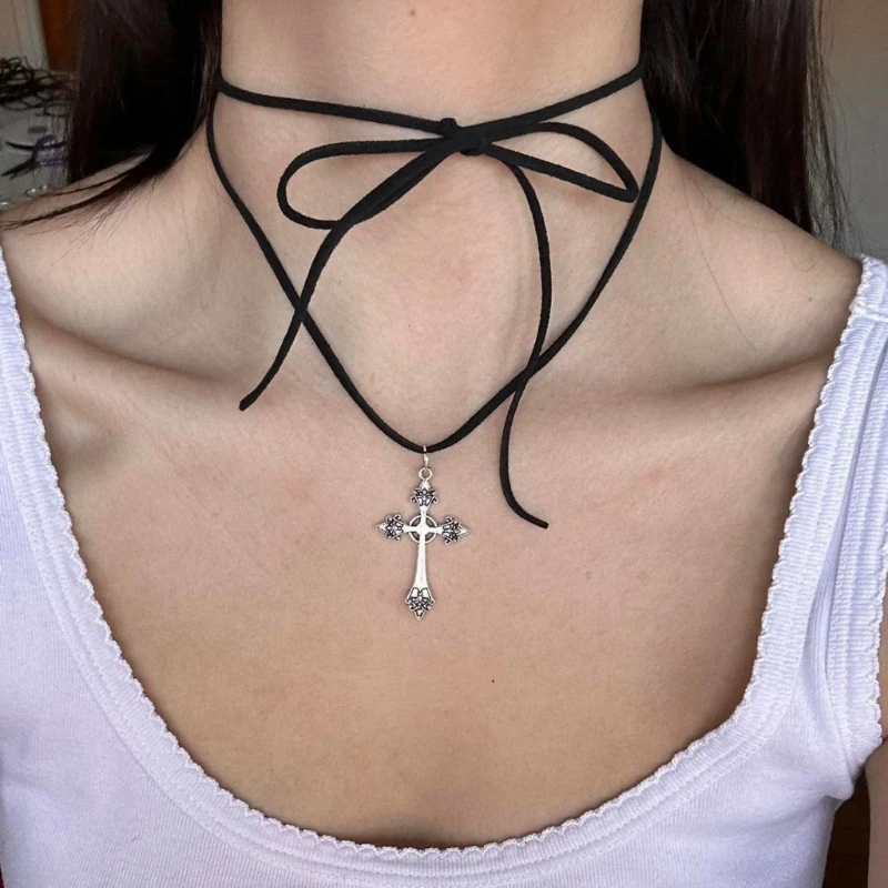 Choker Tie Neckband Chain Choker Jewelry Gift Alloy Material Pendant Necklace for Girl Woman