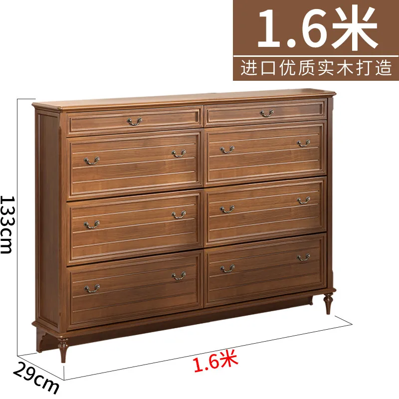 American solid wood shoe cabinet narrow corner porch cabinet household entrance door walnut shoe rack