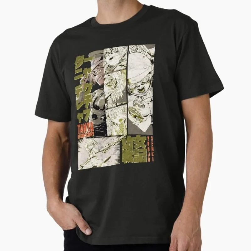 

0327 Youjo Senki The Evil Tanya Degurechaff Gift t shirt Anime girls Graphic Tee 100% cotton print Y2K clothes Large size Tops