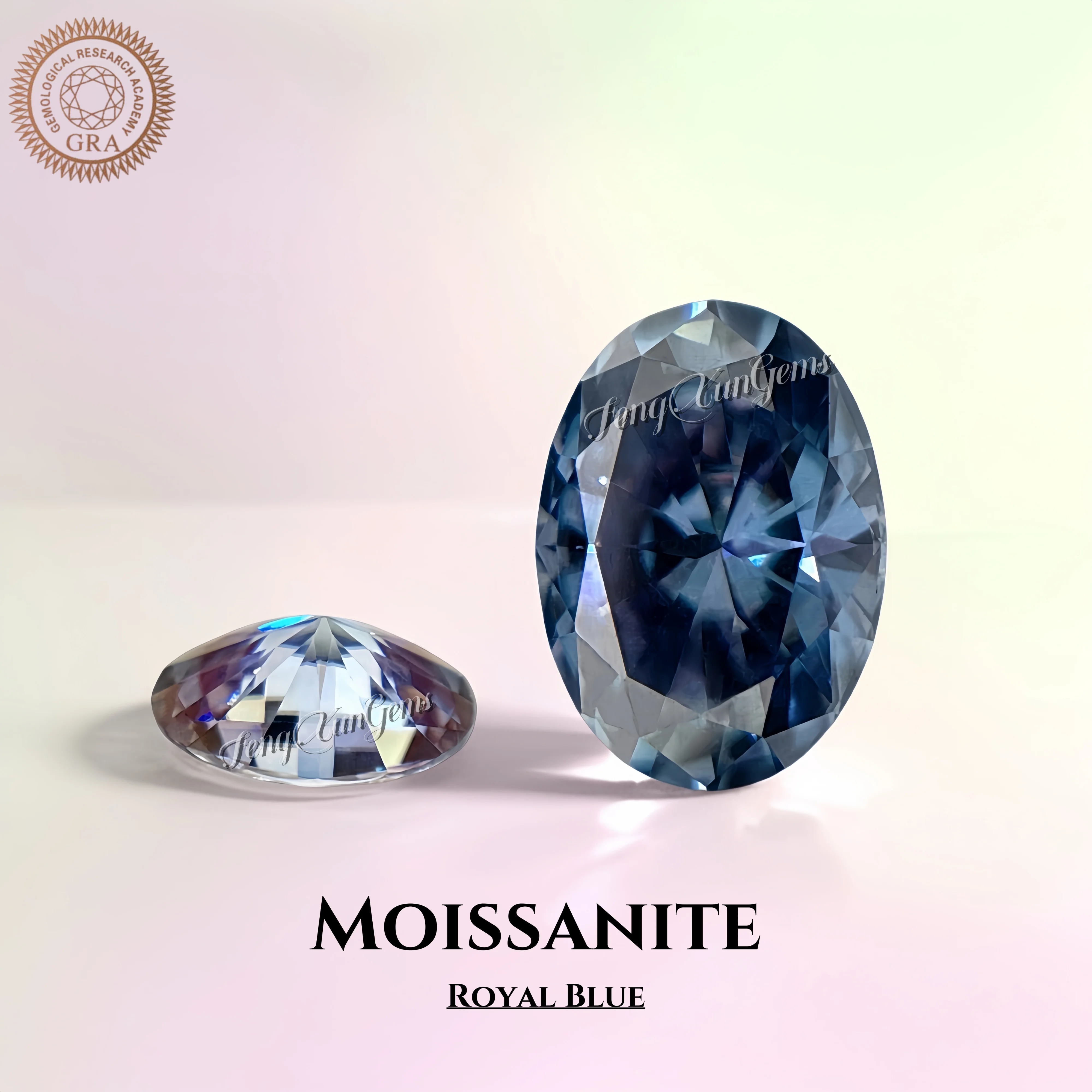 

Loose Moissanite Stones 0.2ct-8.0ct Oval Royal Blue Shining Gemstone for inlay Fine Jewelry Gift with GRA Certificate