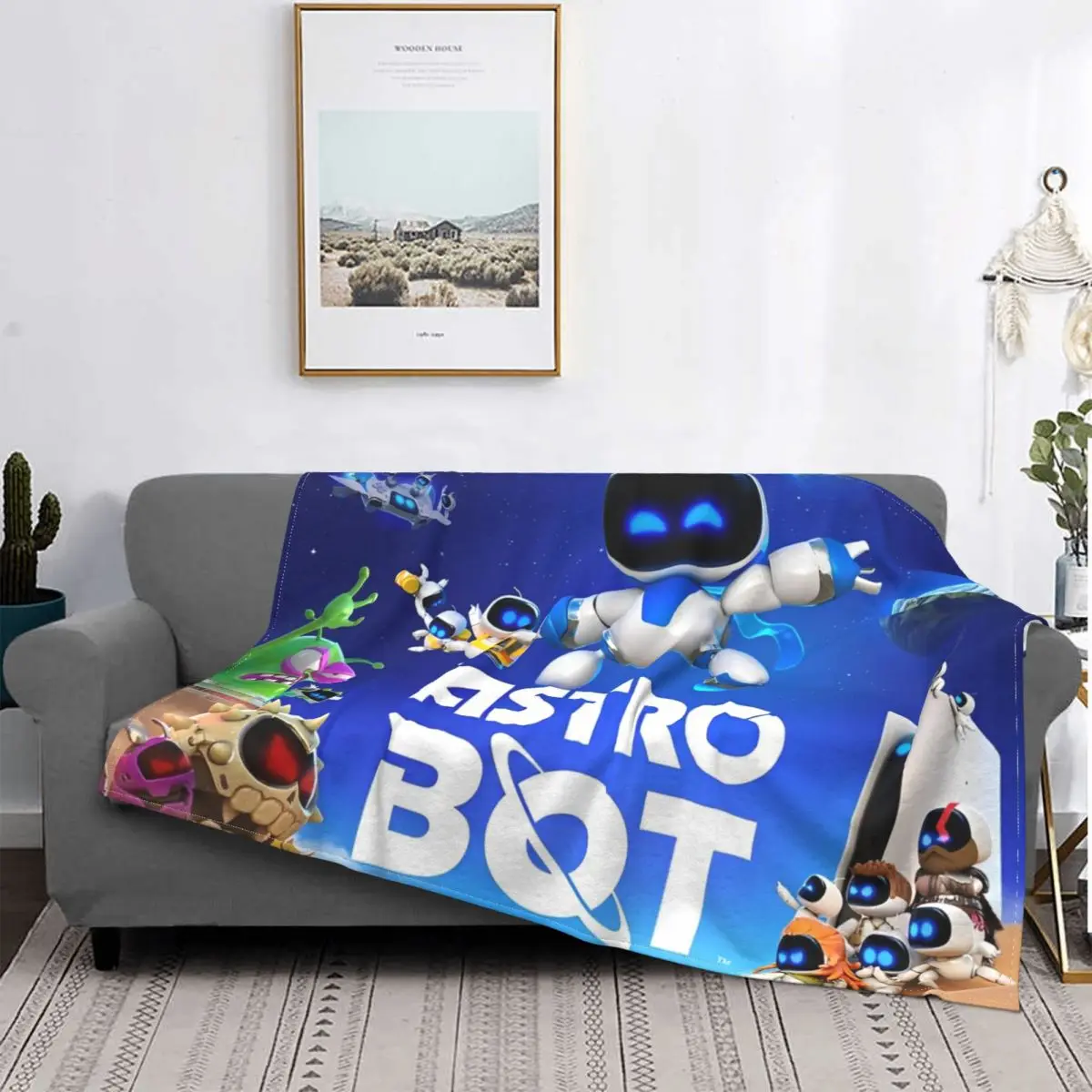 Astro bot coral velo lance cobertores adorável robôs cobertor de videogame para cama ao ar livre quente joga